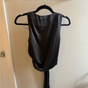 Zara Black Satin Sleeveless Blouse